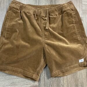 Katin Corduroy Shorts Mens S/M Tan Elastic Waist‎ Drawstring Beach Casual Surf